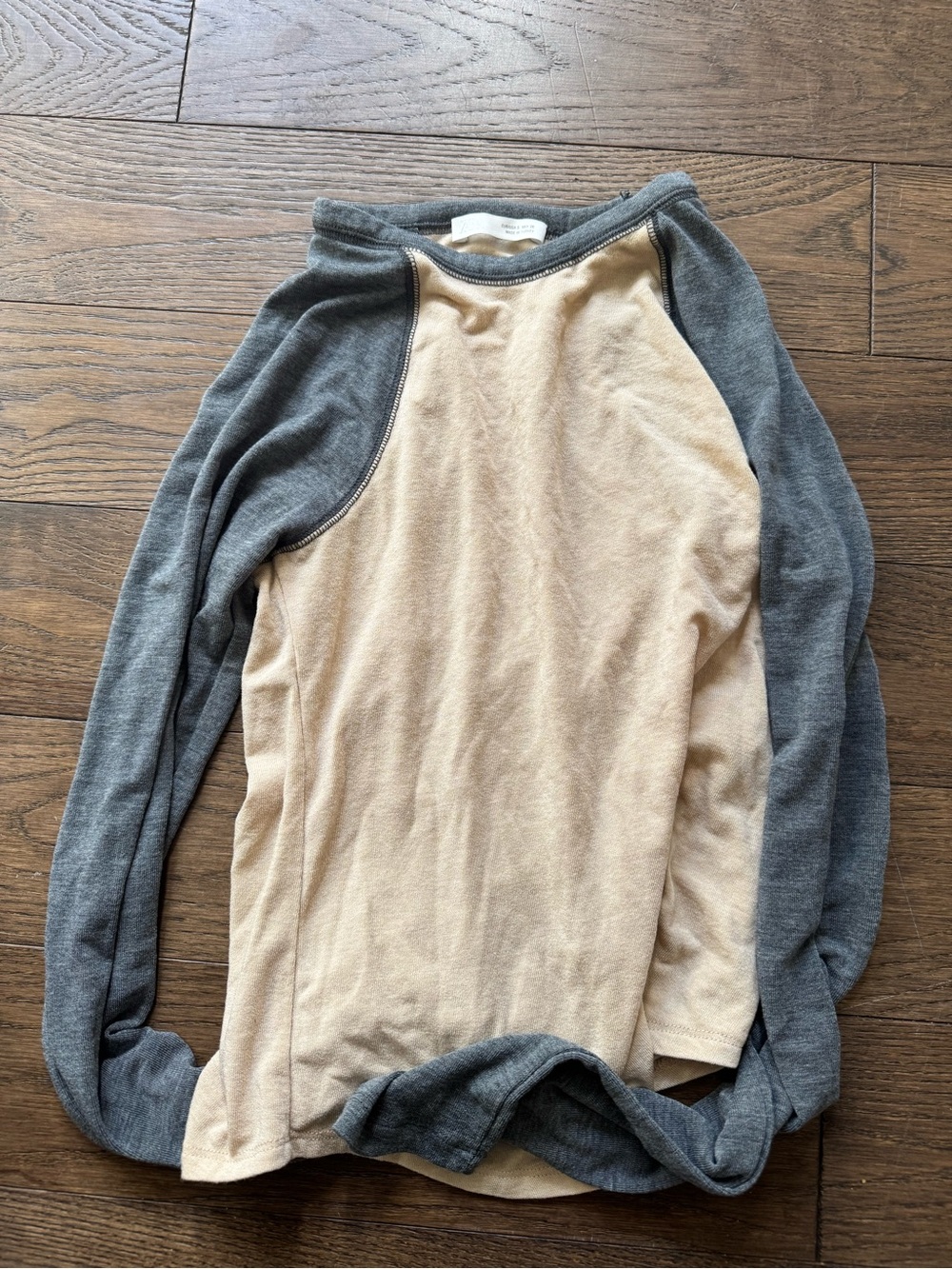 Zara Two-Tone Raglan Sweatshirt - Beige & Charcoal